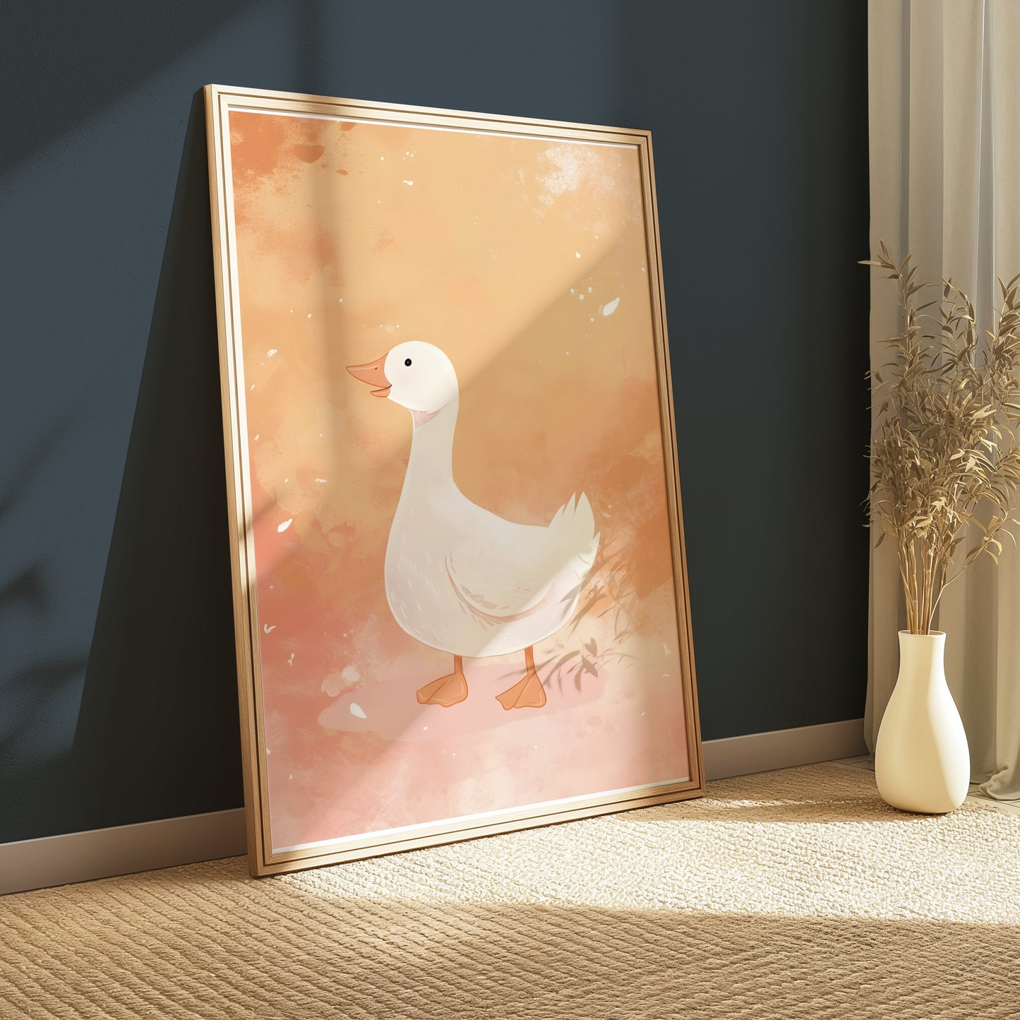 Premium Poster of Cute White Duck Illustration Art Print Posters