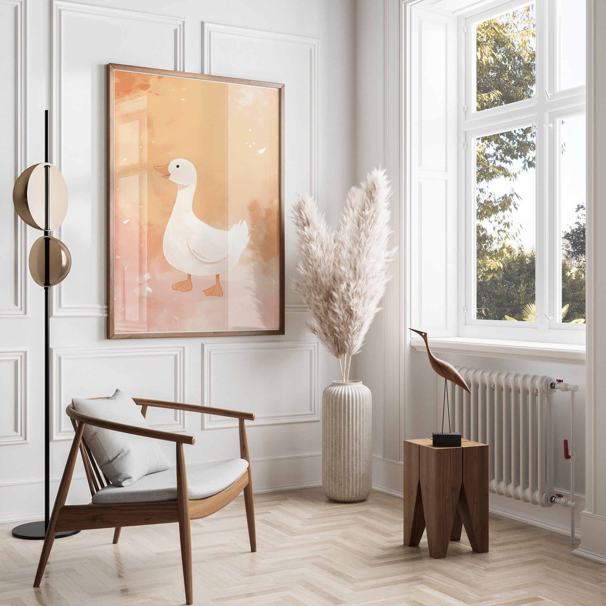 Premium Poster of Cute White Duck Illustration Art Print Posters