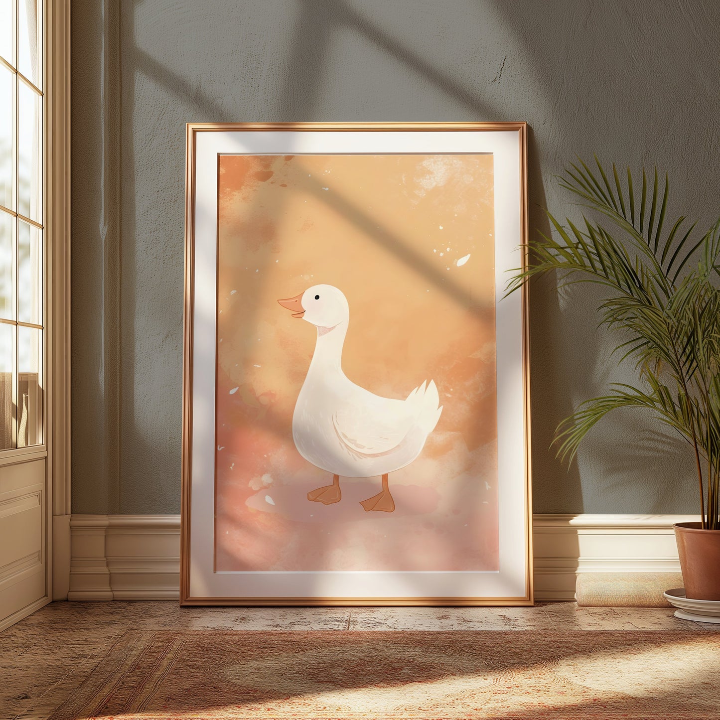 Premium Poster of Cute White Duck Illustration Art Print Posters