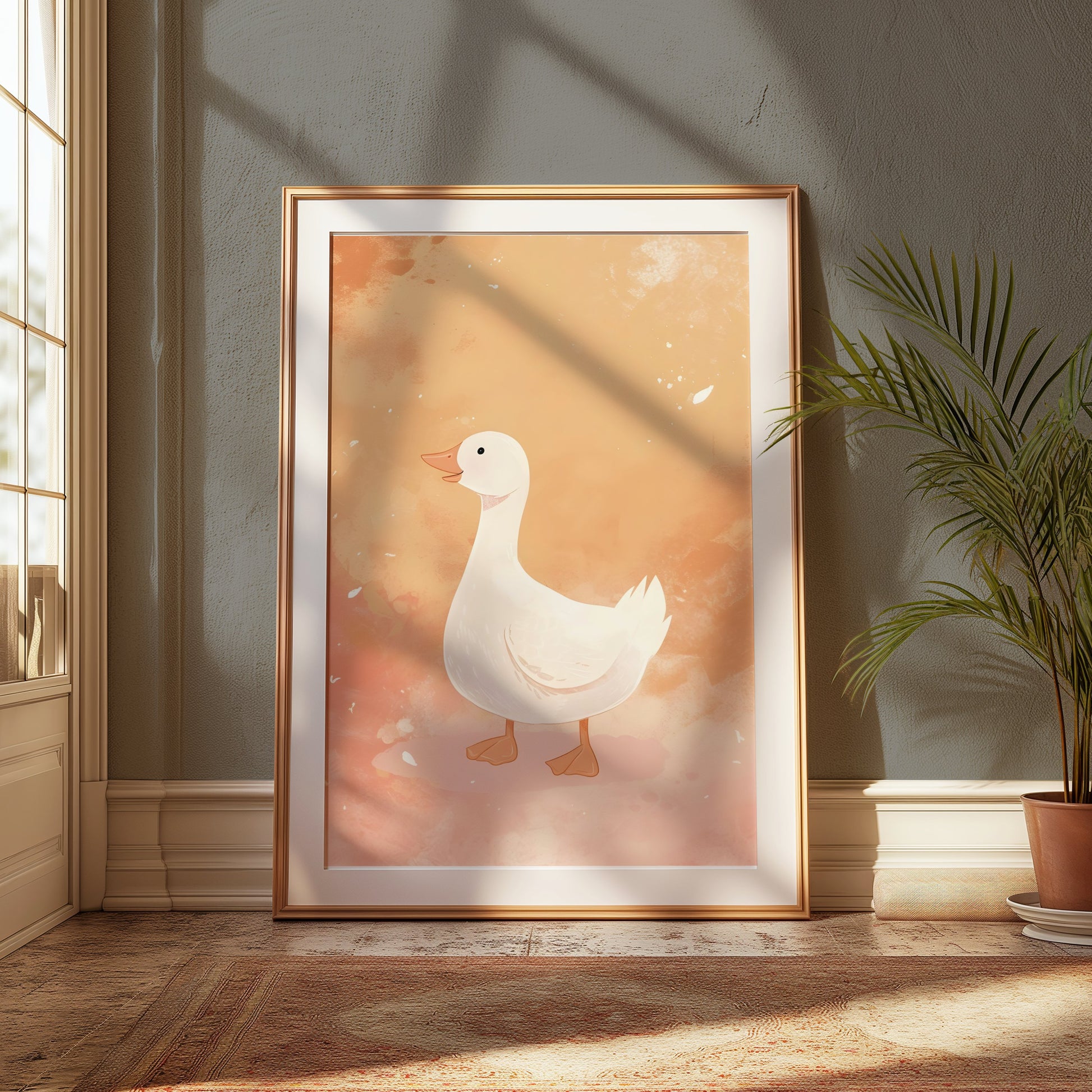 Premium Poster of Cute White Duck Illustration Art Print Posters