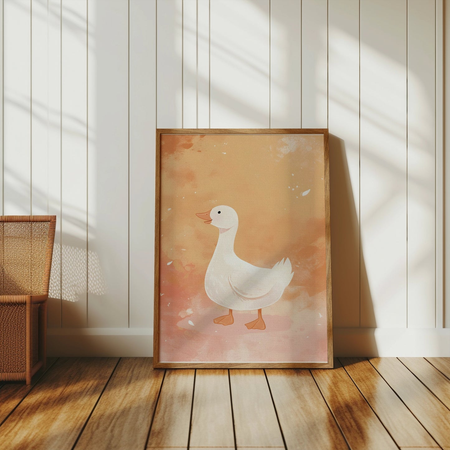 Premium Poster of Cute White Duck Illustration Art Print Posters
