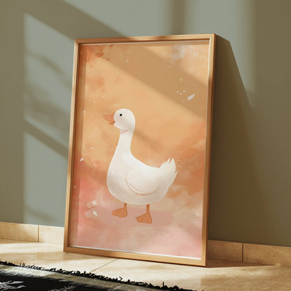 Premium Poster of Cute White Duck Illustration Art Print Posters