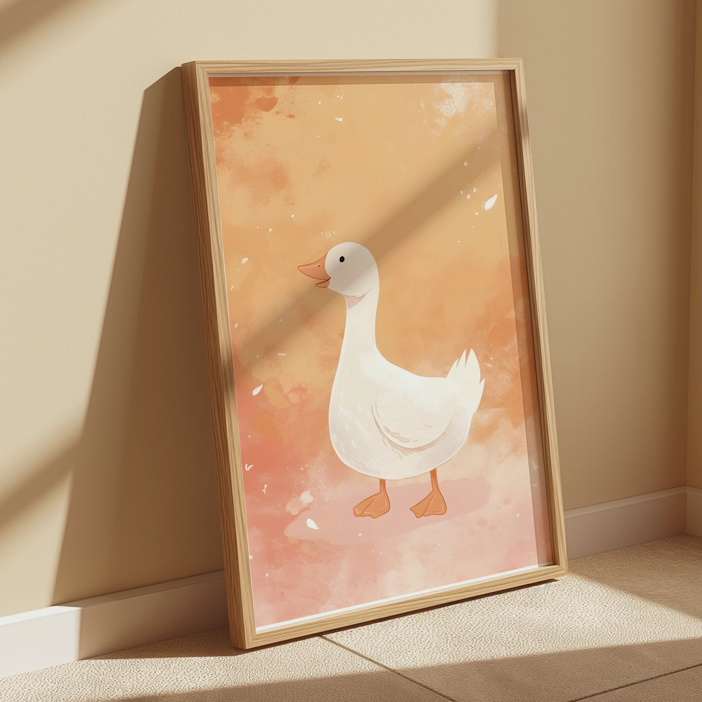 Premium Poster of Cute White Duck Illustration Art Print Posters