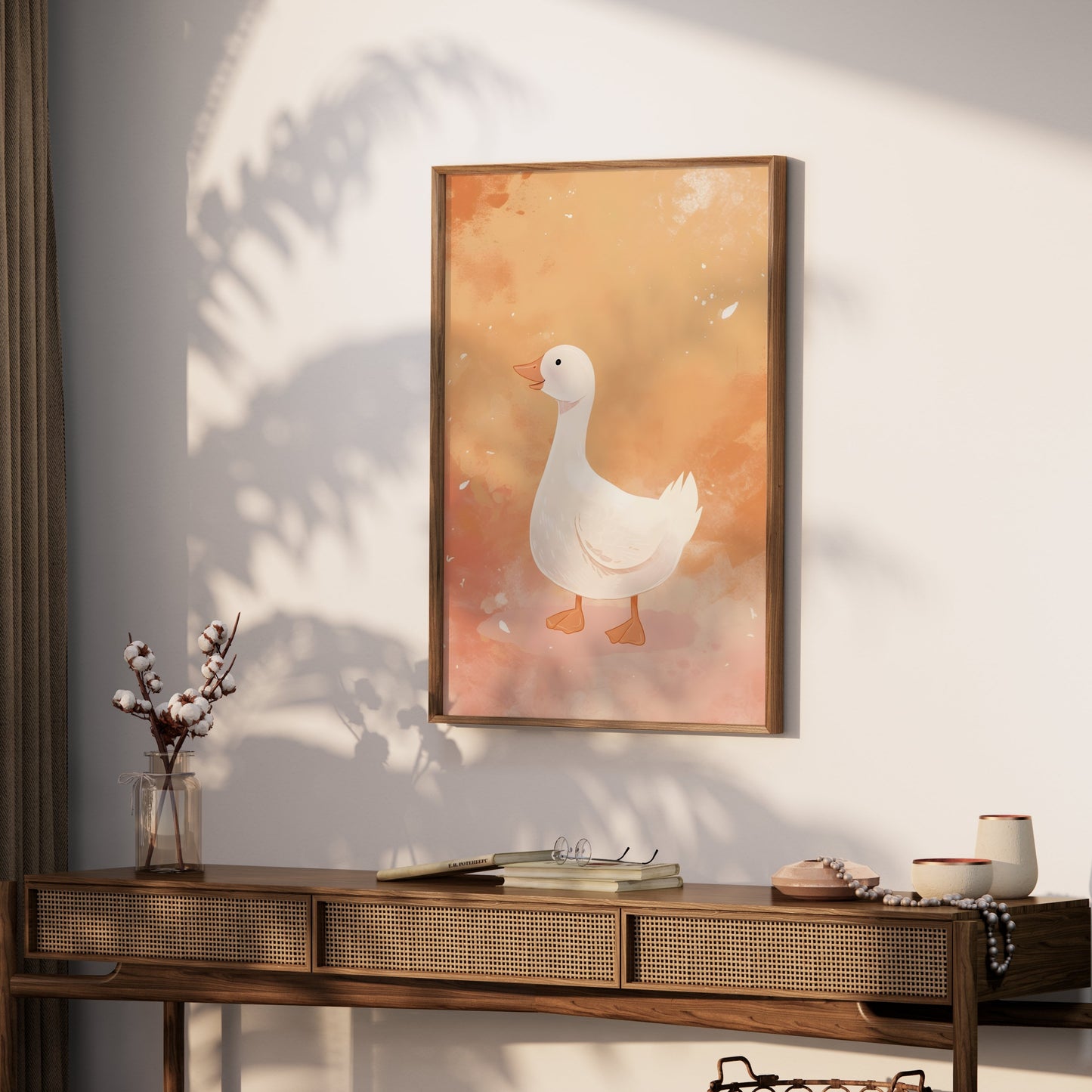 Premium Poster of Cute White Duck Illustration Art Print Posters