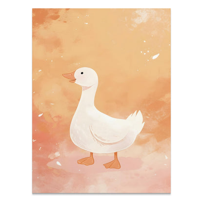 Premium Poster of Cute White Duck Illustration Art Print Posters