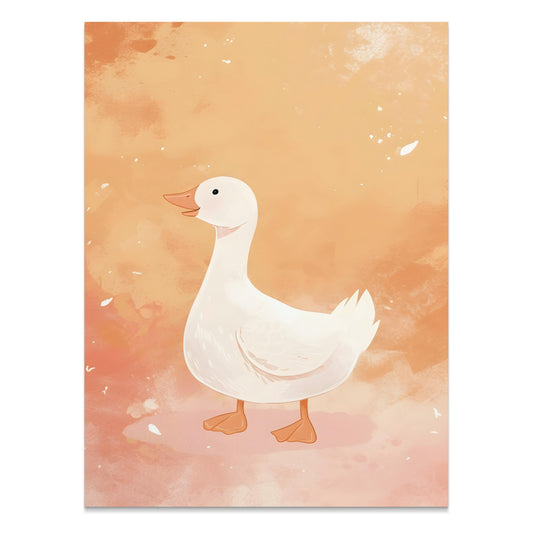Premium Poster of Cute White Duck Illustration Art Print Posters
