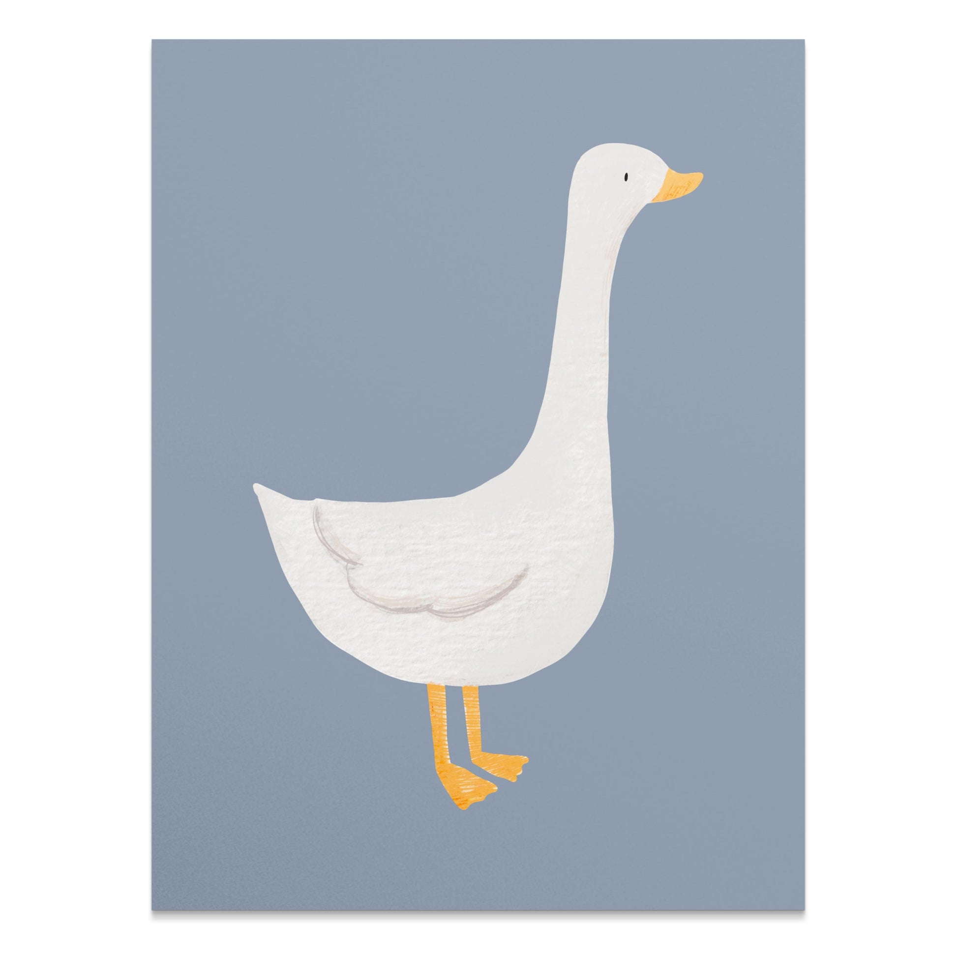 Premium Poster of Cute White Duck Illustration on Blue Background Posters