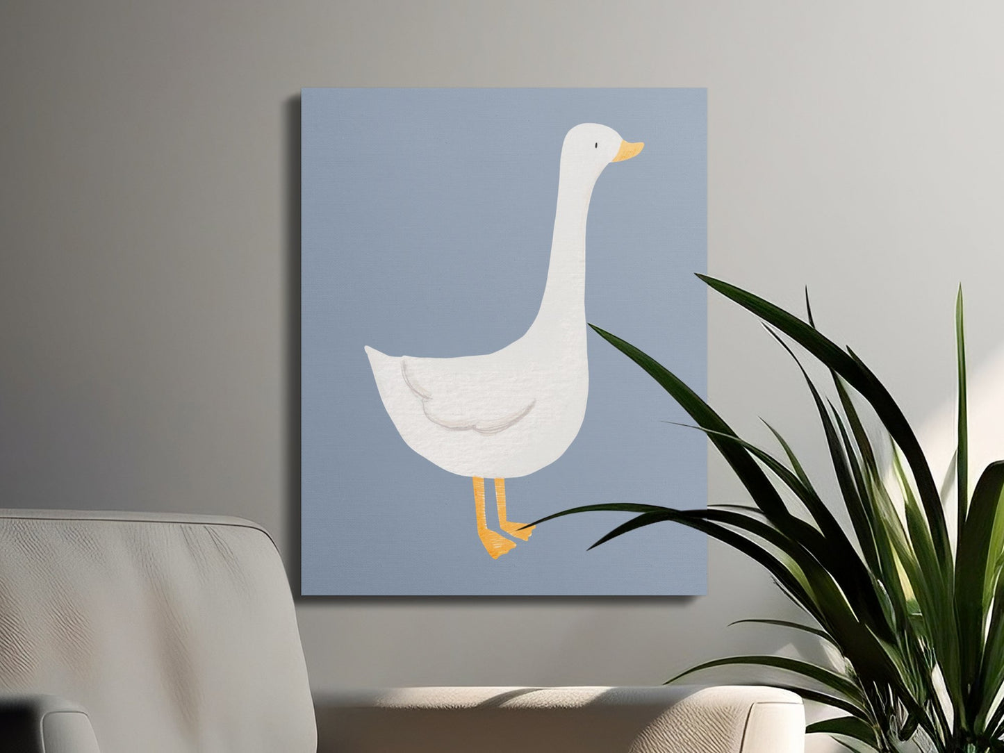 Premium Poster of Cute White Goose Illustration Nursery Wall Art Canvas Wraps