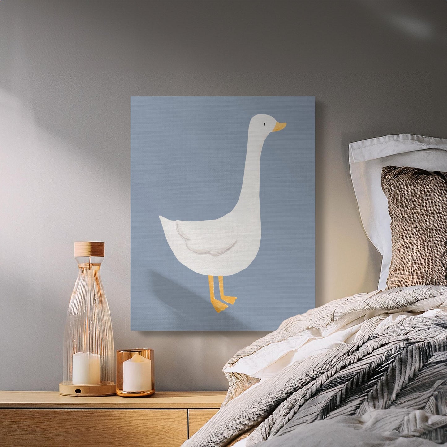 Premium Poster of Cute White Goose Illustration Nursery Wall Art Canvas Wraps