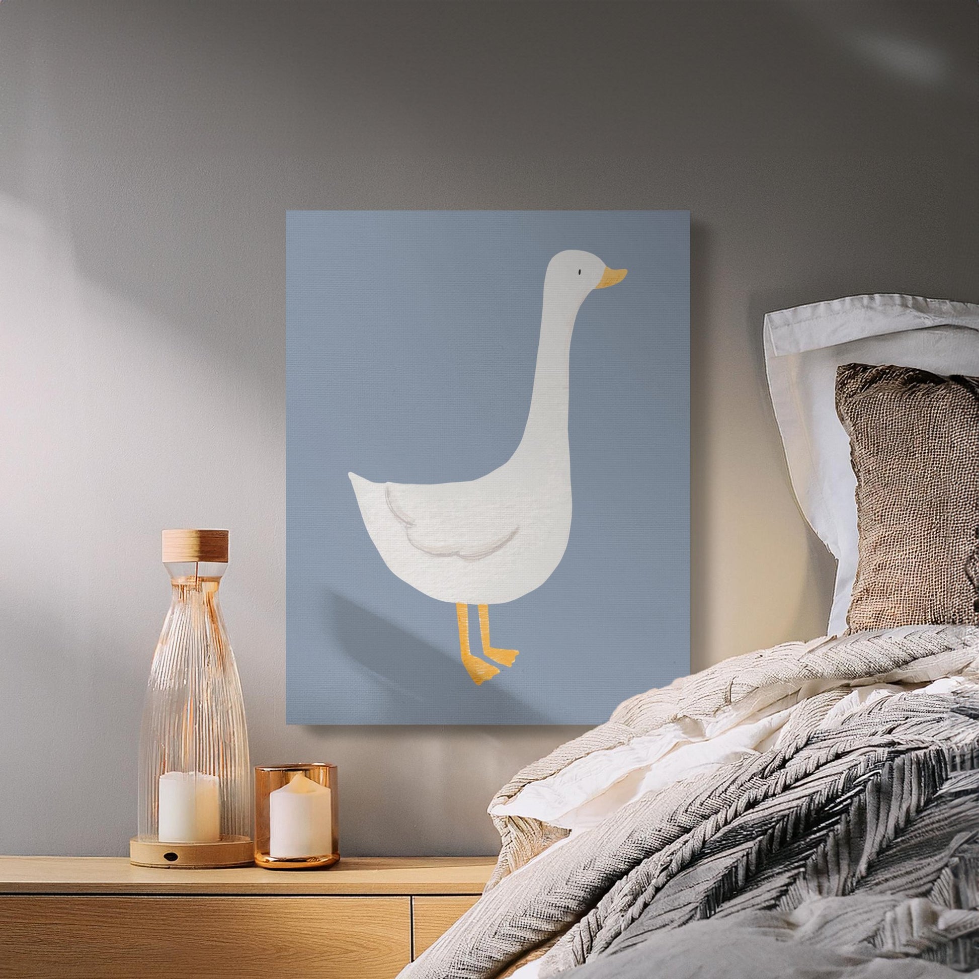 Premium Poster of Cute White Goose Illustration Nursery Wall Art Canvas Wraps