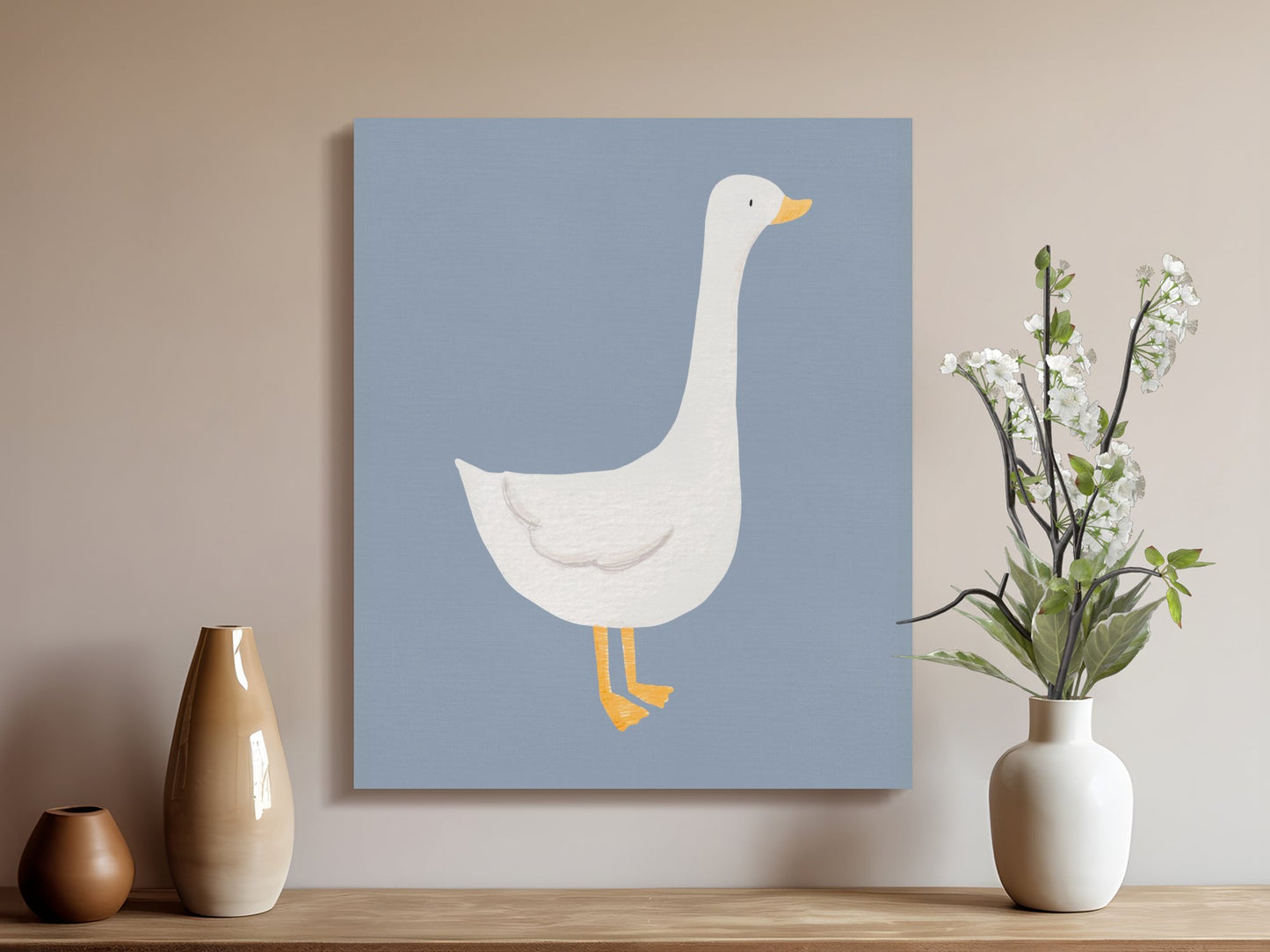 Premium Poster of Cute White Goose Illustration Nursery Wall Art Canvas Wraps