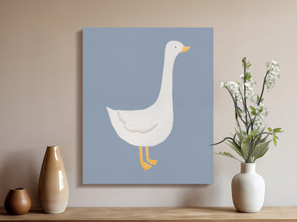 Premium Poster of Cute White Goose Illustration Nursery Wall Art Canvas Wraps