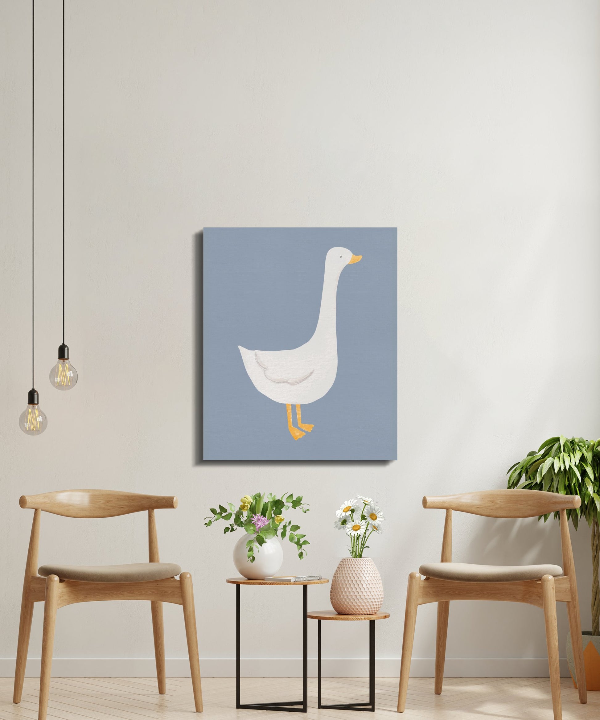 Premium Poster of Cute White Goose Illustration Nursery Wall Art Canvas Wraps