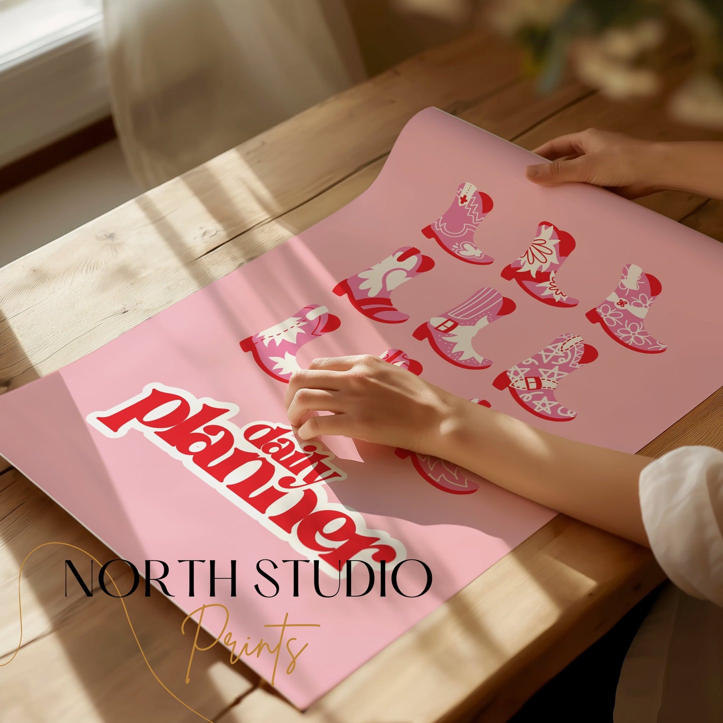 Premium Poster of Daily Planner with Pink Cowboy Boots Posters
