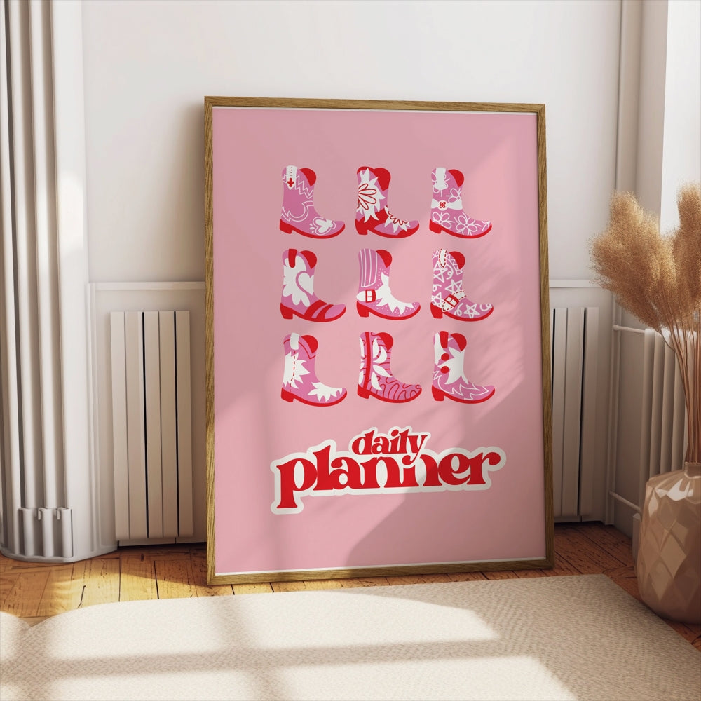 Premium Poster of Daily Planner with Pink Cowboy Boots Posters