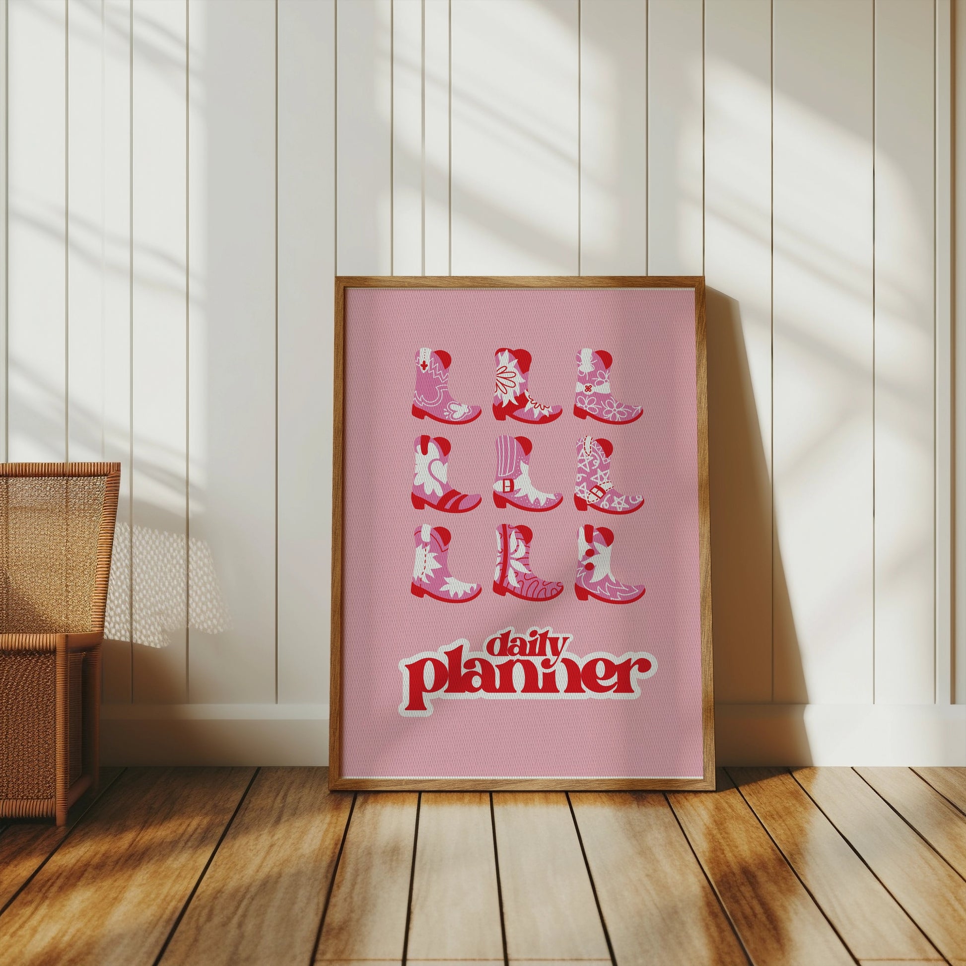 Premium Poster of Daily Planner with Pink Cowboy Boots Posters