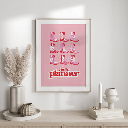 Premium Poster of Daily Planner with Pink Cowboy Boots Posters