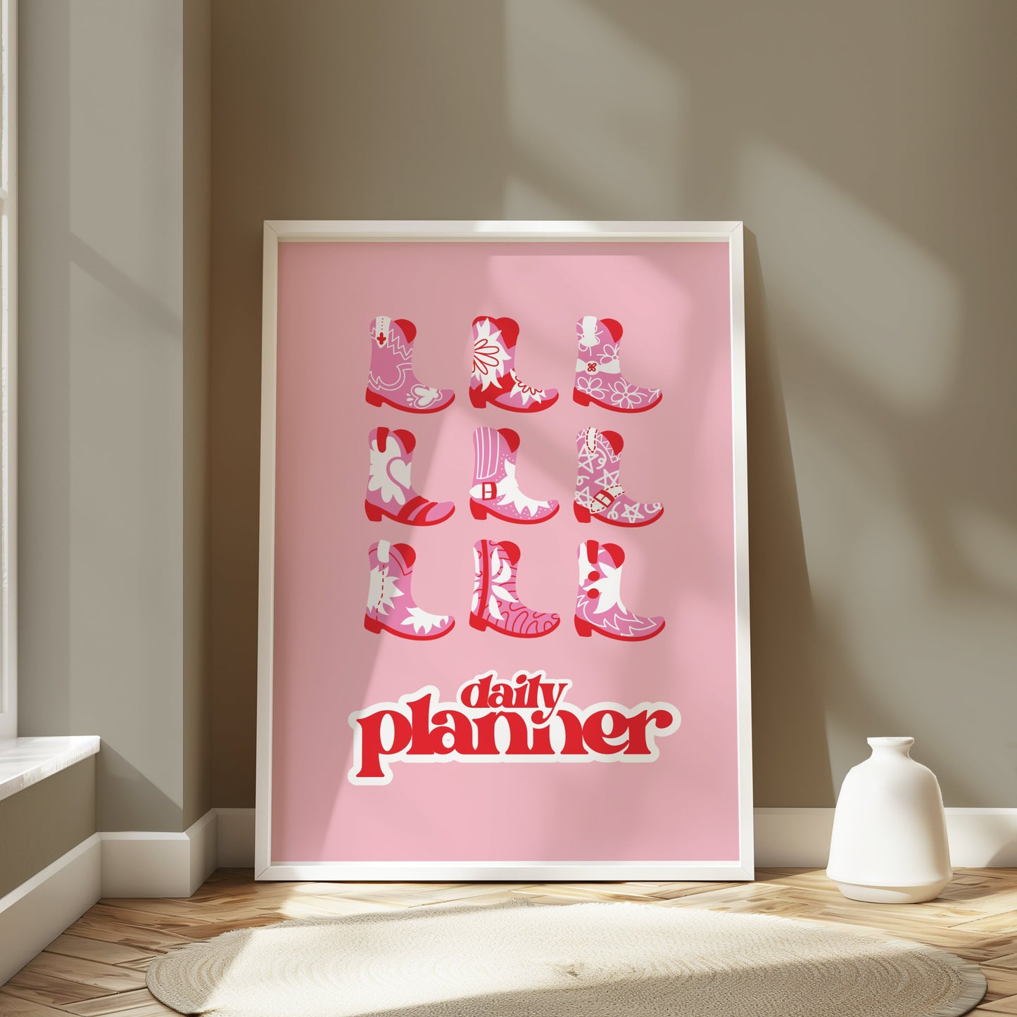 Premium Poster of Daily Planner with Pink Cowboy Boots Posters