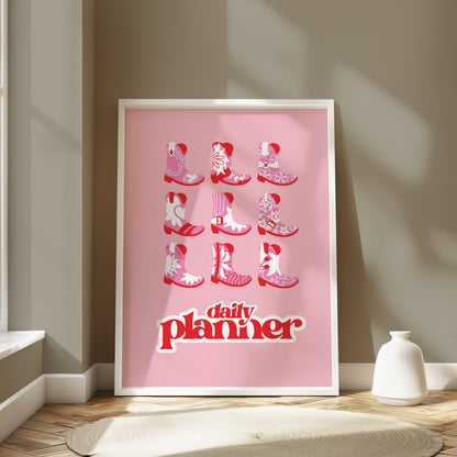 Premium Poster of Daily Planner with Pink Cowboy Boots Posters