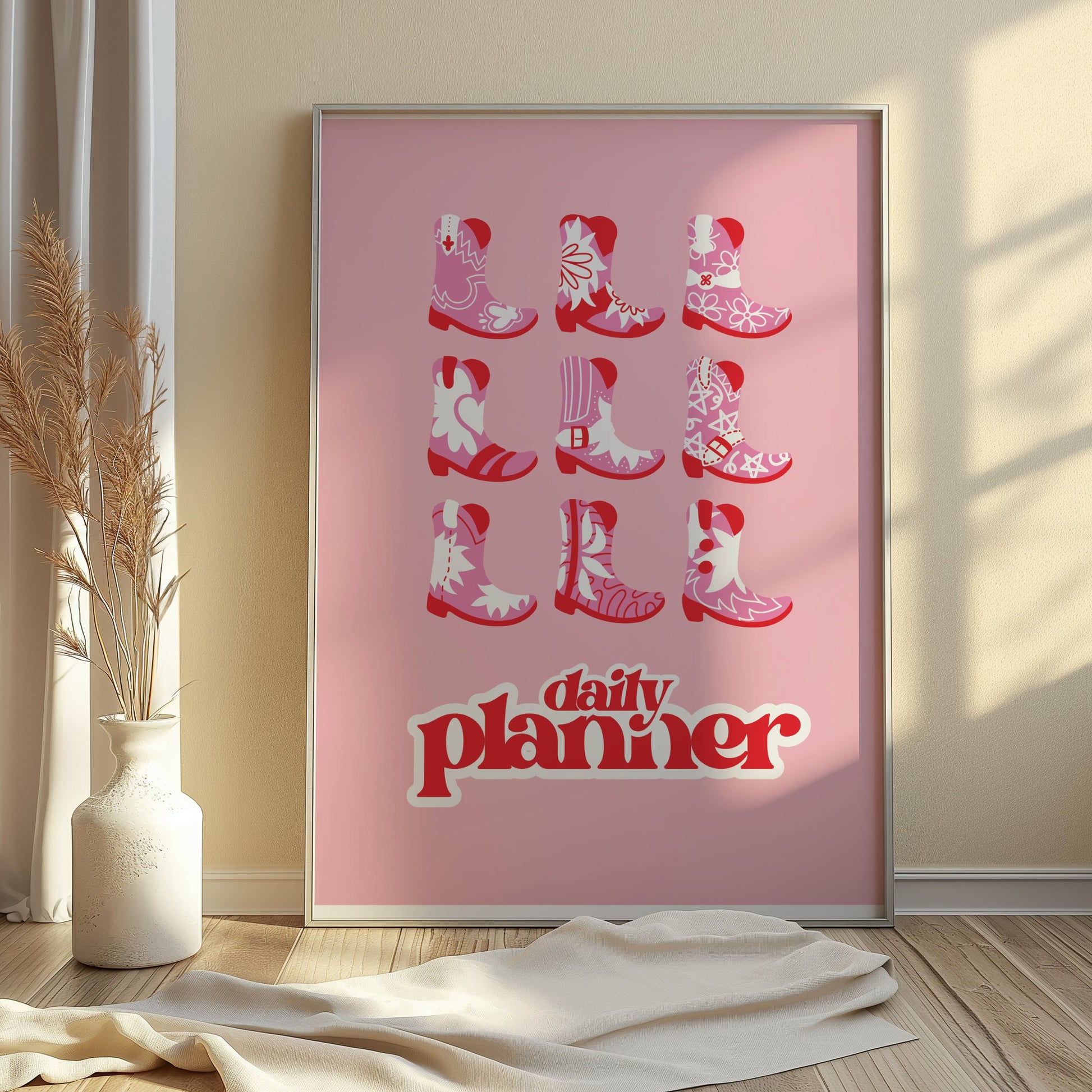 Premium Poster of Daily Planner with Pink Cowboy Boots Posters