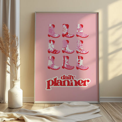 Premium Poster of Daily Planner with Pink Cowboy Boots Posters