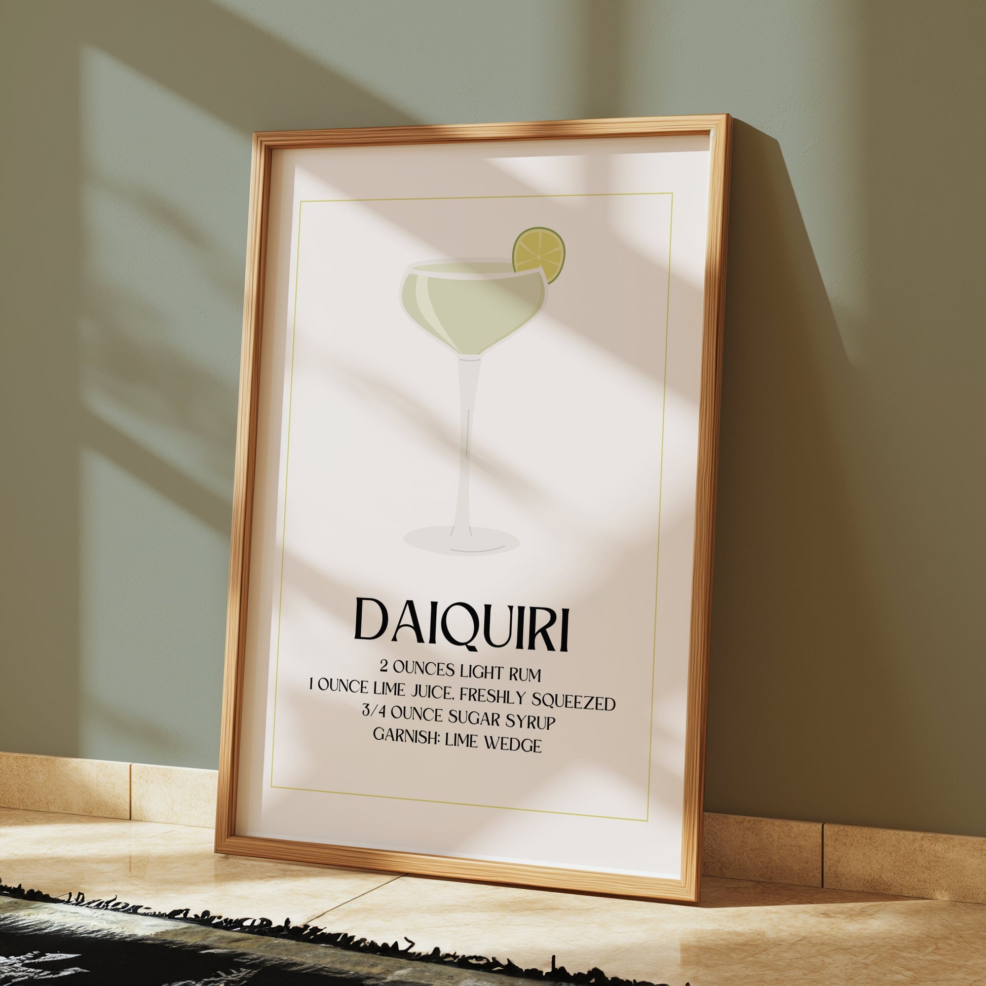 Premium Poster of Daiquiri Cocktail Recipe Art Print Beautiful Posters