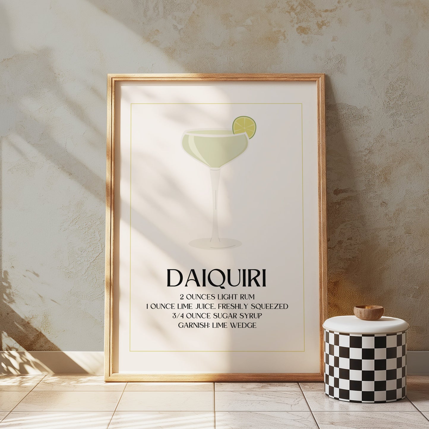Premium Poster of Daiquiri Cocktail Recipe Art Print Beautiful Posters