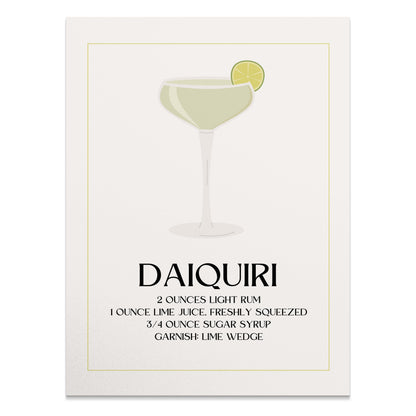 Premium Poster of Daiquiri Cocktail Recipe Art Print Beautiful Posters