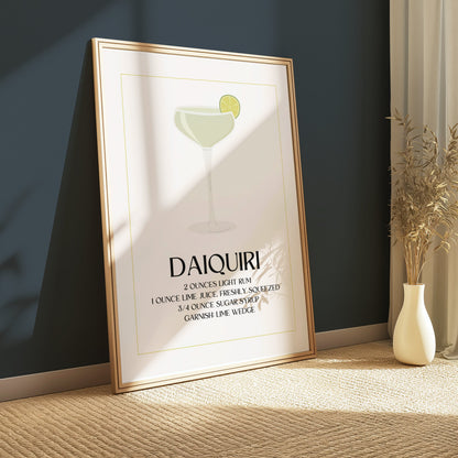 Premium Poster of Daiquiri Recipe with Elegant Simple Design Posters