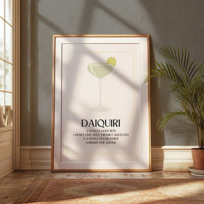 Premium Poster of Daiquiri Recipe with Elegant Simple Design Posters