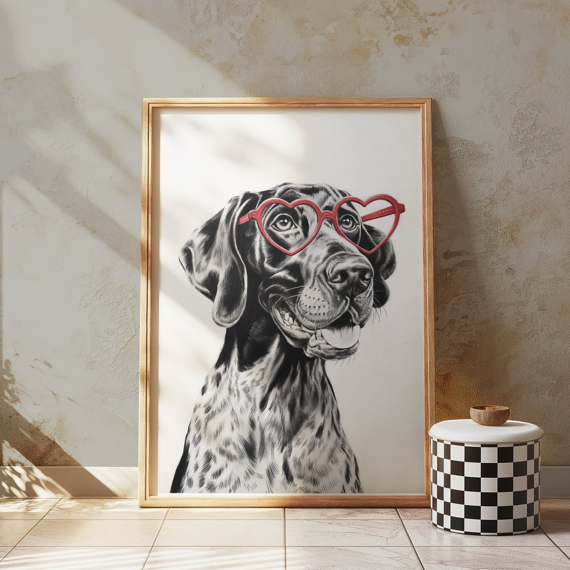 Premium Poster of Dalmatian Dog with Heart Glasses Art Prints Posters