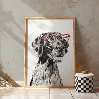 Premium Poster of Dalmatian Dog with Heart Glasses Art Prints Posters