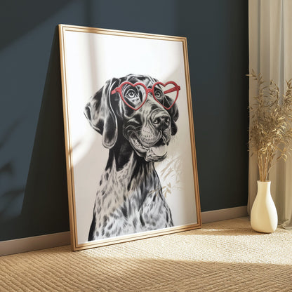Premium Poster of Dalmatian Dog with Heart Glasses Art Prints Posters