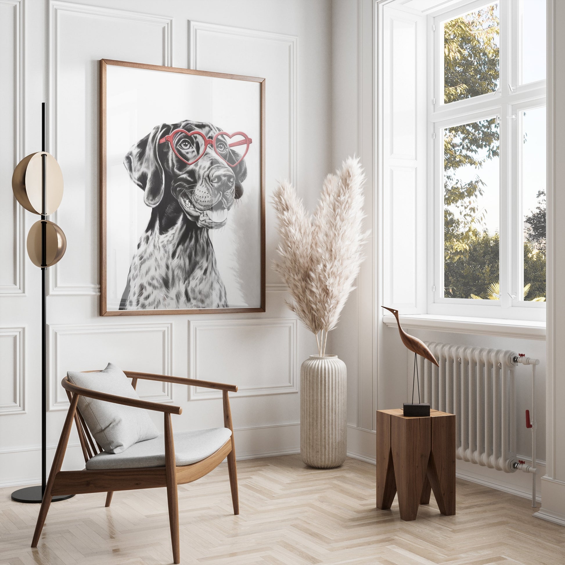 Premium Poster of Dalmatian Dog with Heart Glasses Art Prints Posters