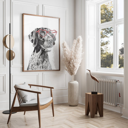 Premium Poster of Dalmatian Dog with Heart Glasses Art Prints Posters