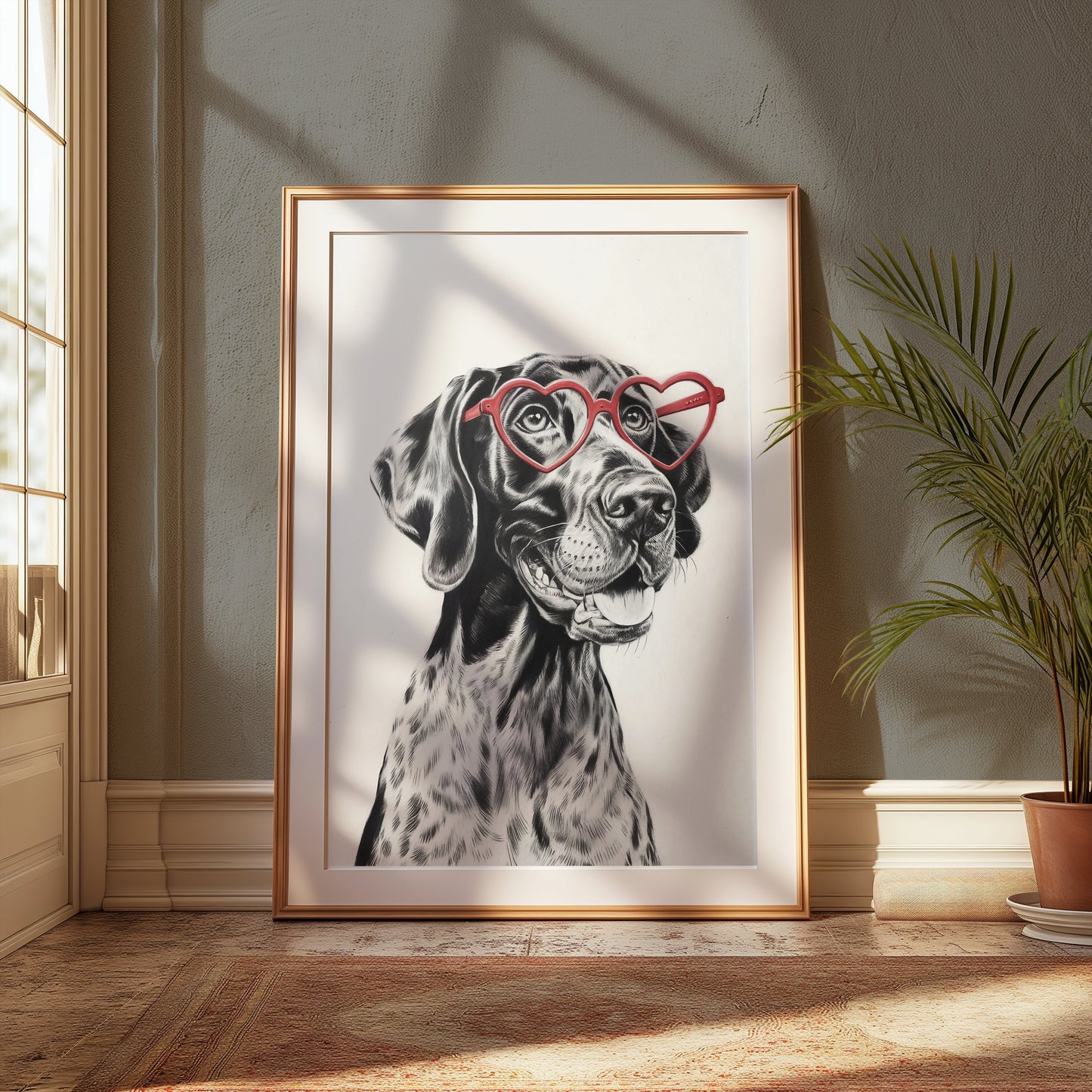Premium Poster of Dalmatian Dog with Heart Glasses Art Prints Posters