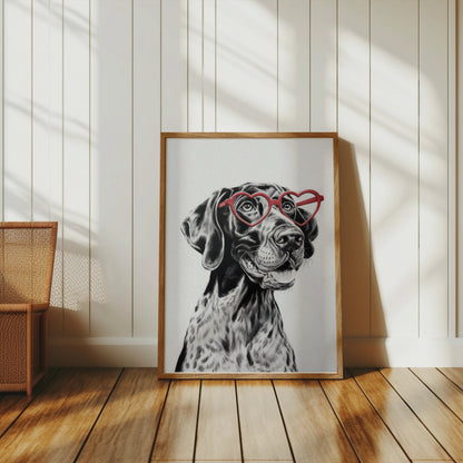 Premium Poster of Dalmatian Dog with Heart Glasses Art Prints Posters