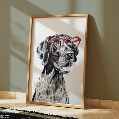 Premium Poster of Dalmatian Dog with Heart Glasses Art Prints Posters