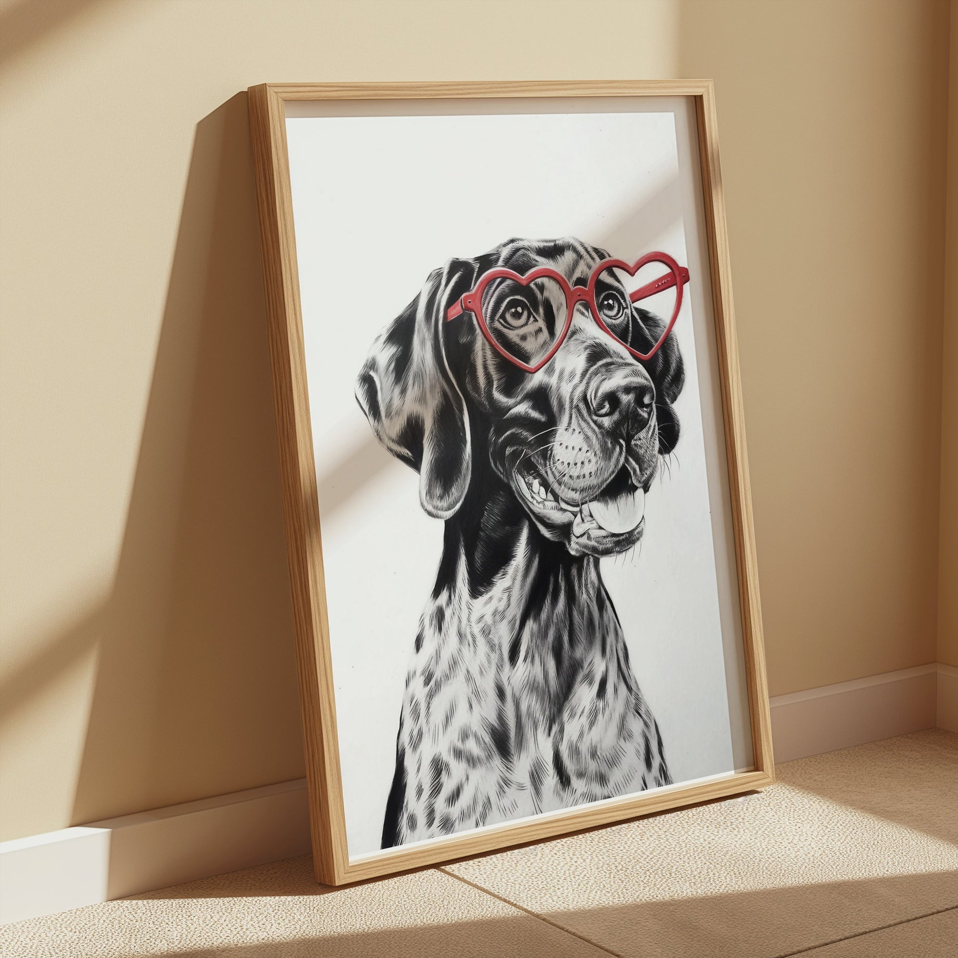 Premium Poster of Dalmatian Dog with Heart Glasses Art Prints Posters