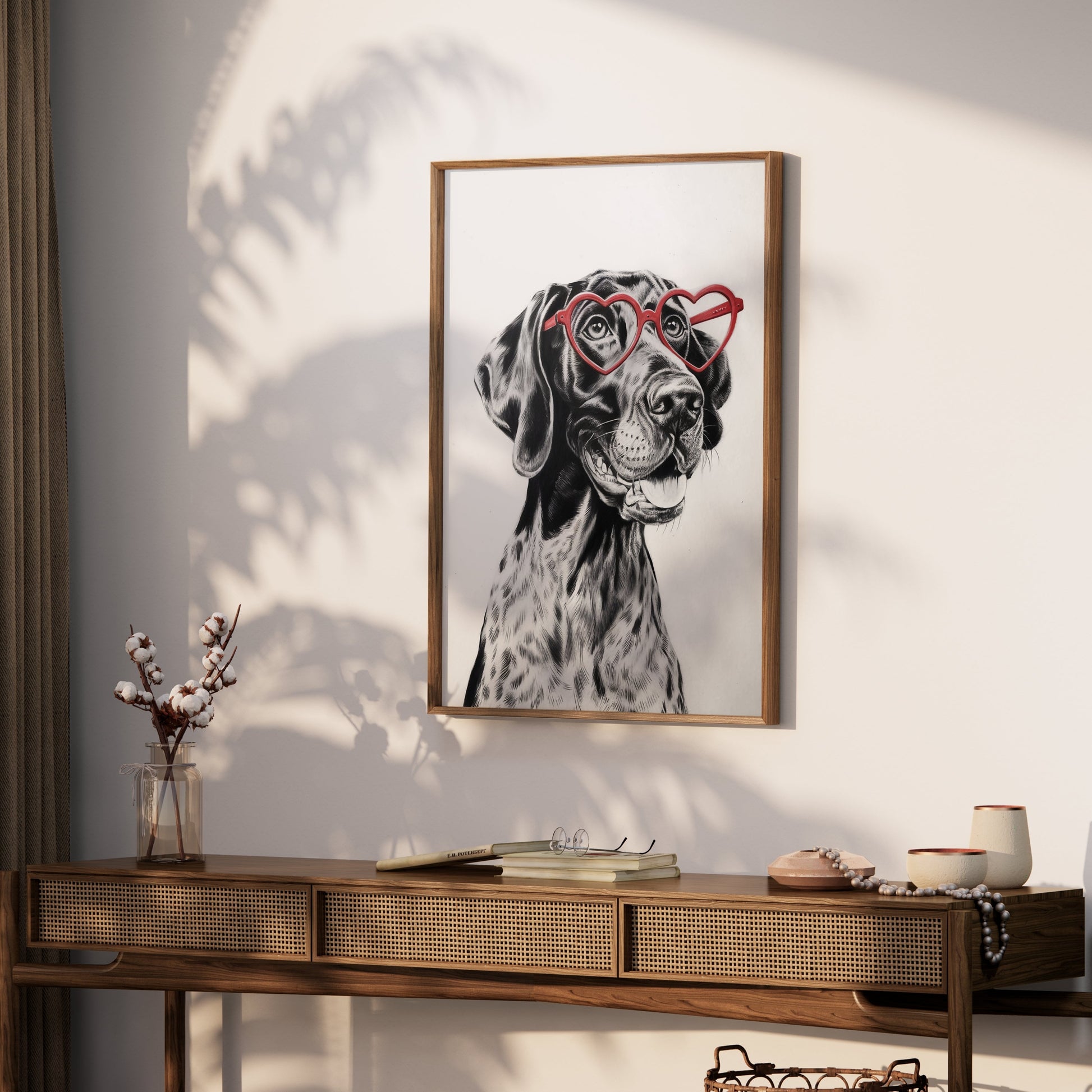 Premium Poster of Dalmatian Dog with Heart Glasses Art Prints Posters