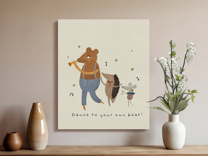 Premium Poster of Dance to Your Own Beat Animal Nursery Canvas Wraps