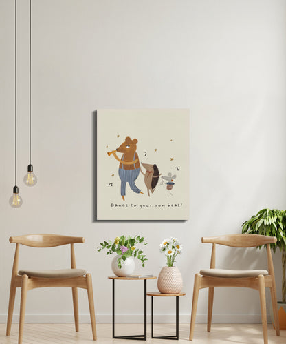 Premium Poster of Dance to Your Own Beat Animal Nursery Canvas Wraps