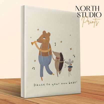 Premium Poster of Dance to Your Own Beat Animal Nursery Canvas Wraps