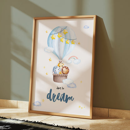 Premium Poster of Dare to Dream Hot Air Balloon Animal Posters