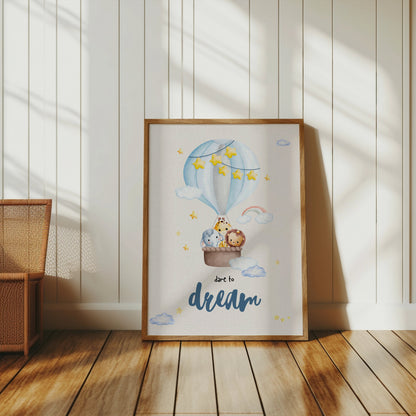 Premium Poster of Dare to Dream Hot Air Balloon Animal Posters