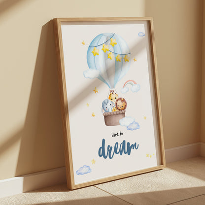 Premium Poster of Dare to Dream Hot Air Balloon Animal Posters