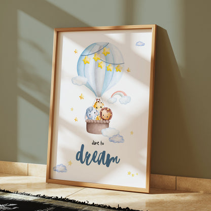 Premium Poster of Dare to Dream Hot Air Balloons Animal Nursery Posters