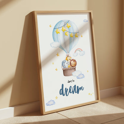 Premium Poster of Dare to Dream Hot Air Balloons Animal Nursery Posters