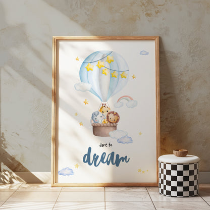 Premium Poster of Dare to Dream Hot Air Balloons Animal Nursery Posters