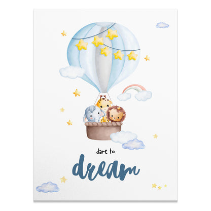 Premium Poster of Dare to Dream Hot Air Balloons Animal Nursery Posters